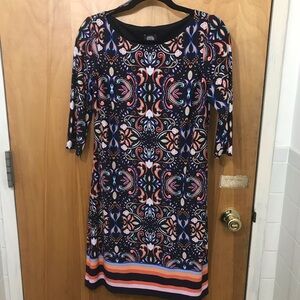 VINCE CAMUTO Multicolored Knit Print Shift Dress sz 4